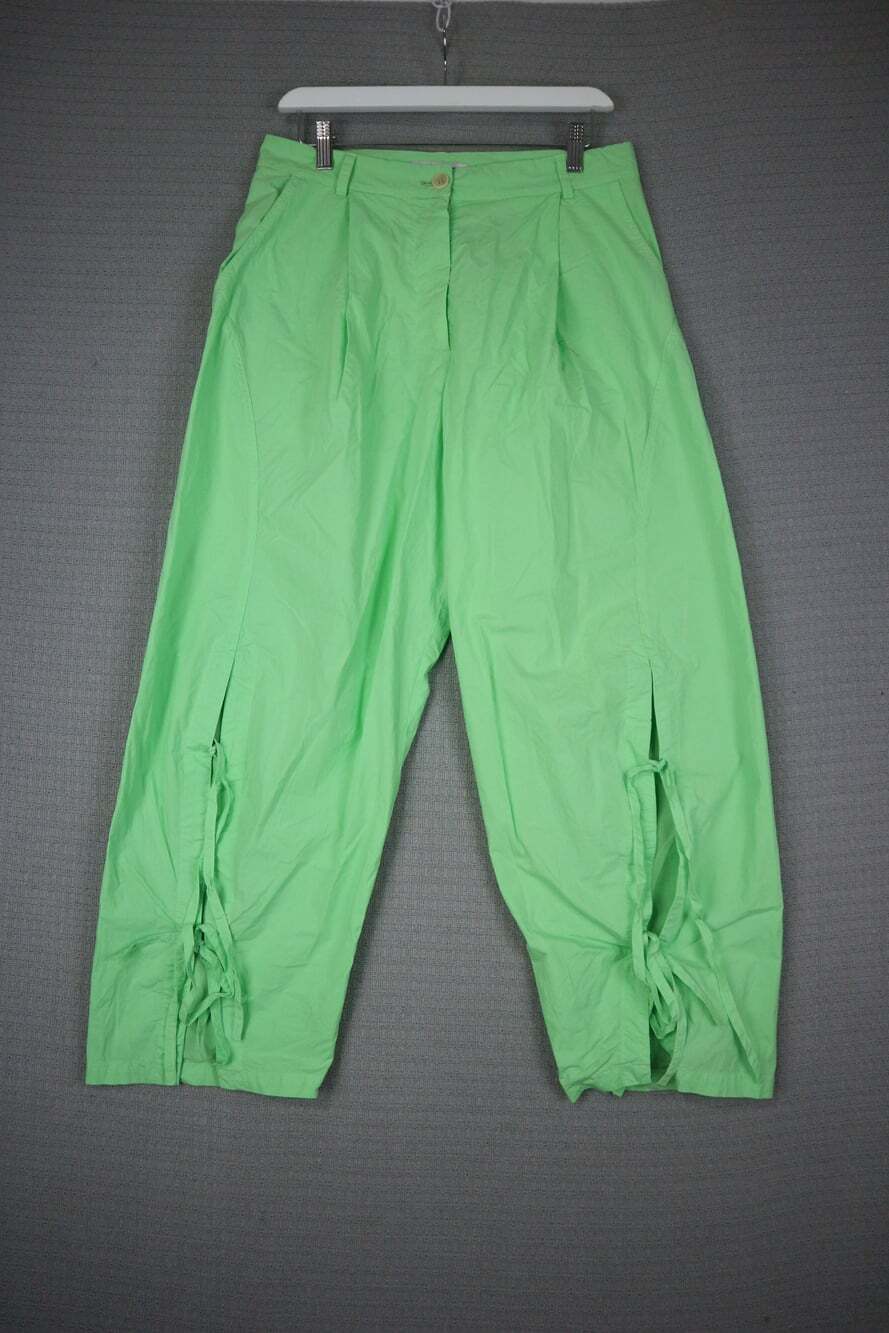 Henrik Vibskov Green Slit Hem Cotton Pants Size Small Designer Trousers